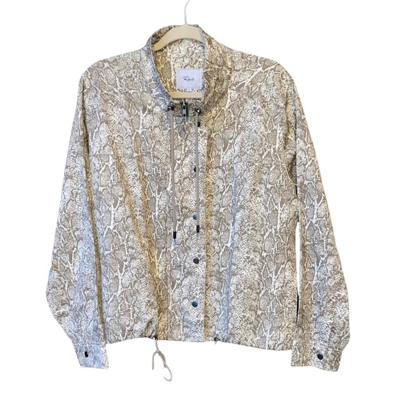 NEW Rails Tennessee Sand Snakeskin Funnel Neck Linen Blend Jacket - Picture 8 of 15